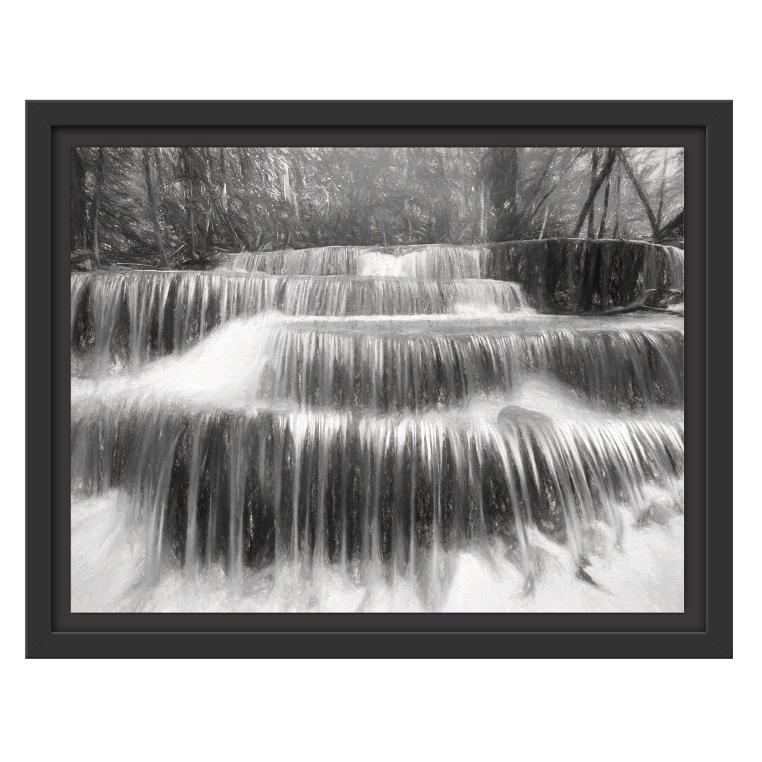 Gerahmtes Wandbild WasserfallRegenwald