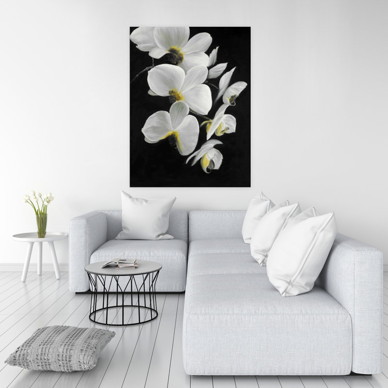 Belles orchidées - Décoration florale en toile noire pour la maison