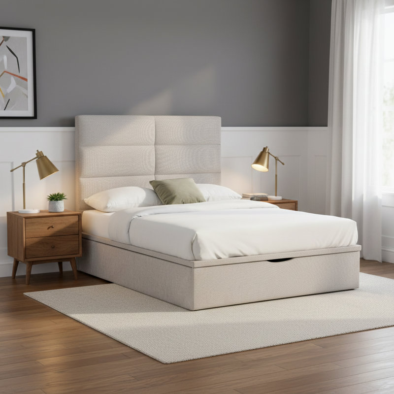 Bisrat Bed, Beige, Double (4'6)
