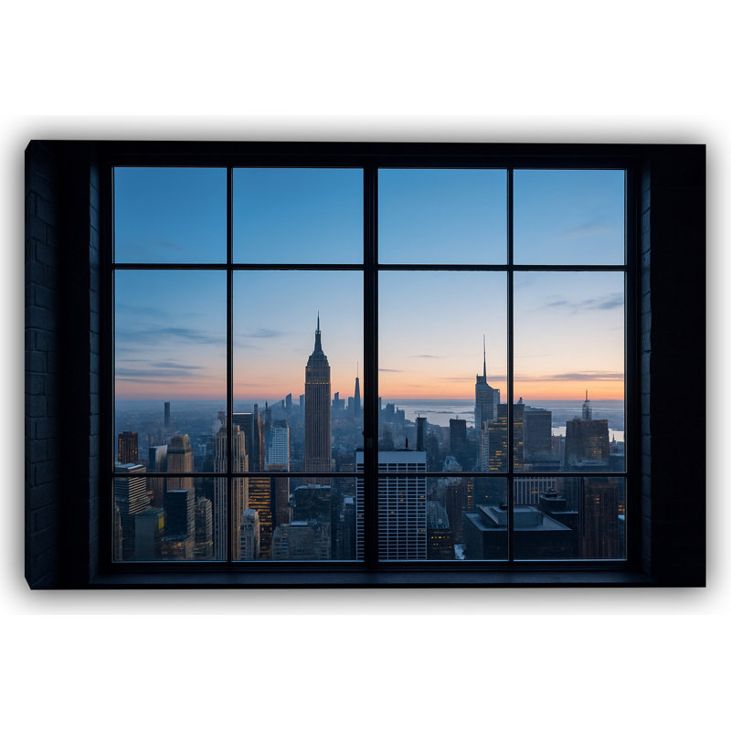 «Twilight View from Midtown - New York Skyline», reproduction sur toile, H 24 po x l 36 po