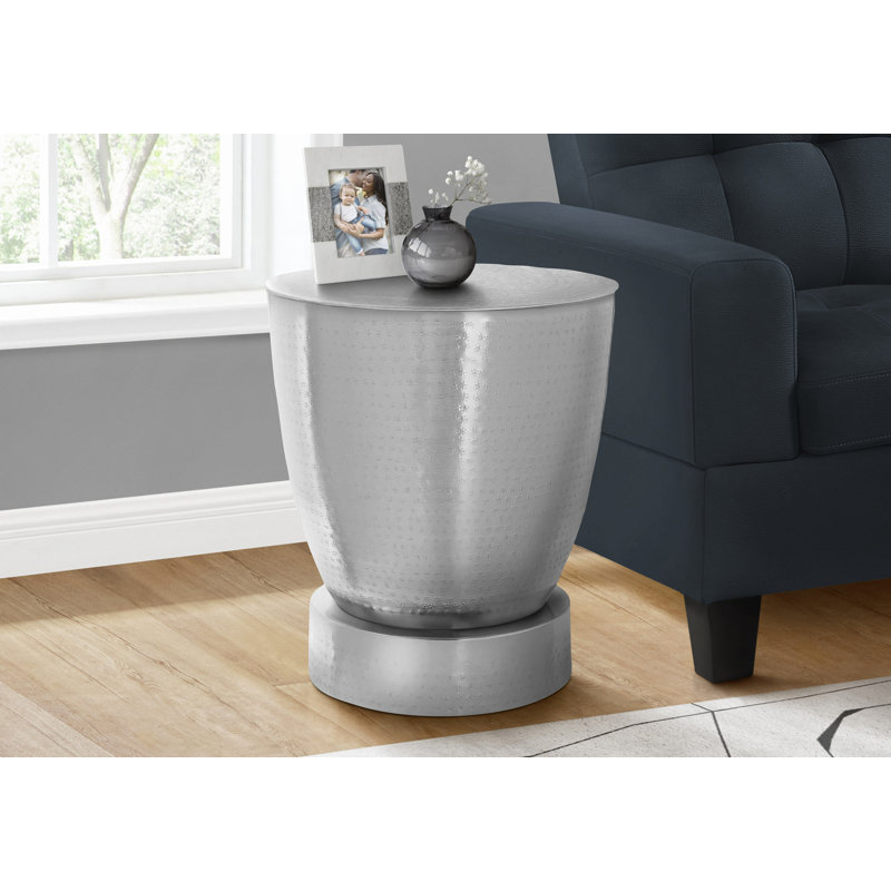Table d'appoint, tambour, côté, bout, table de chevet, lampe, salon, chambre à coucher, métal, contemporain, moderne
