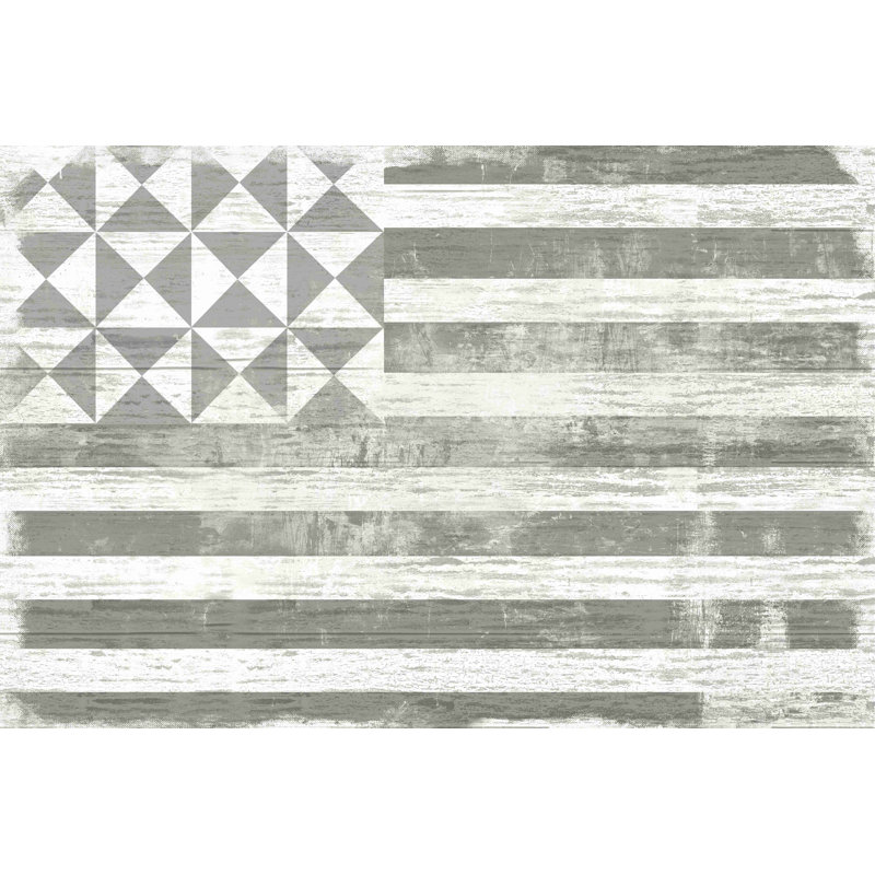 «Wood Gray», drapeau américain - impression sur toile tendue, H 12 po x l 18 po