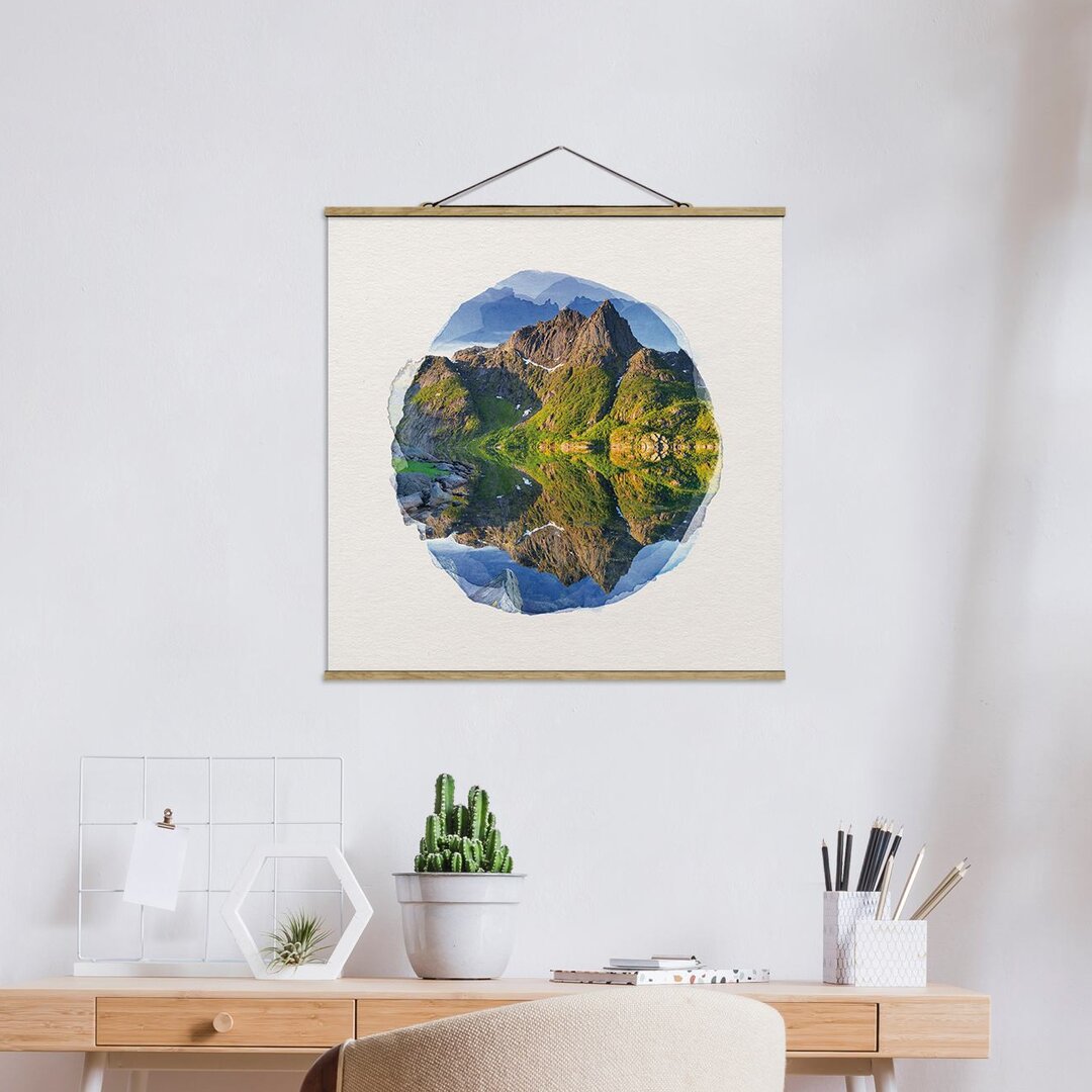 Kunstdruck Berglandschaft mit Wasserspiegelung in Norwegen