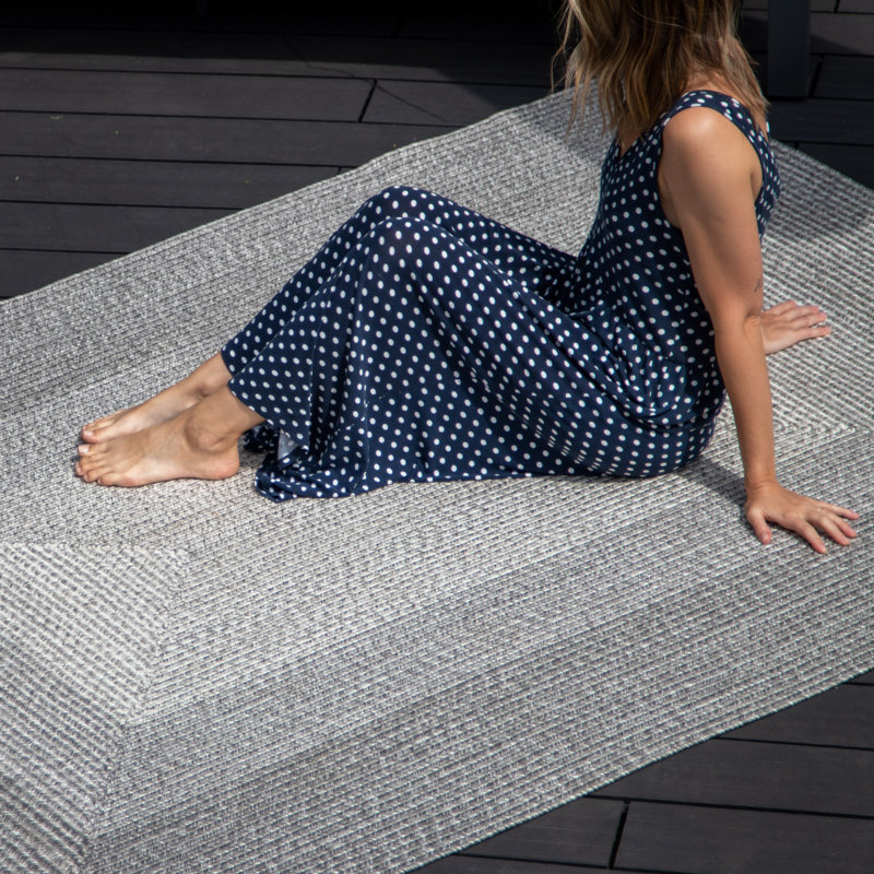 Rita Small Handwoven Rectangular Indoor/Outdoor Rug in Pebble Grey, Rectangle 290 x 190cm