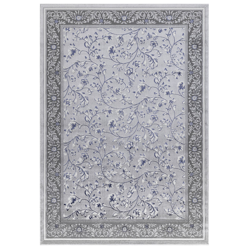 Marco Blue Traditional Floral Area Rug – Luxury Living Room, Bedroom & Hallway Carpet – Classic Oriental Pattern Floor Mat