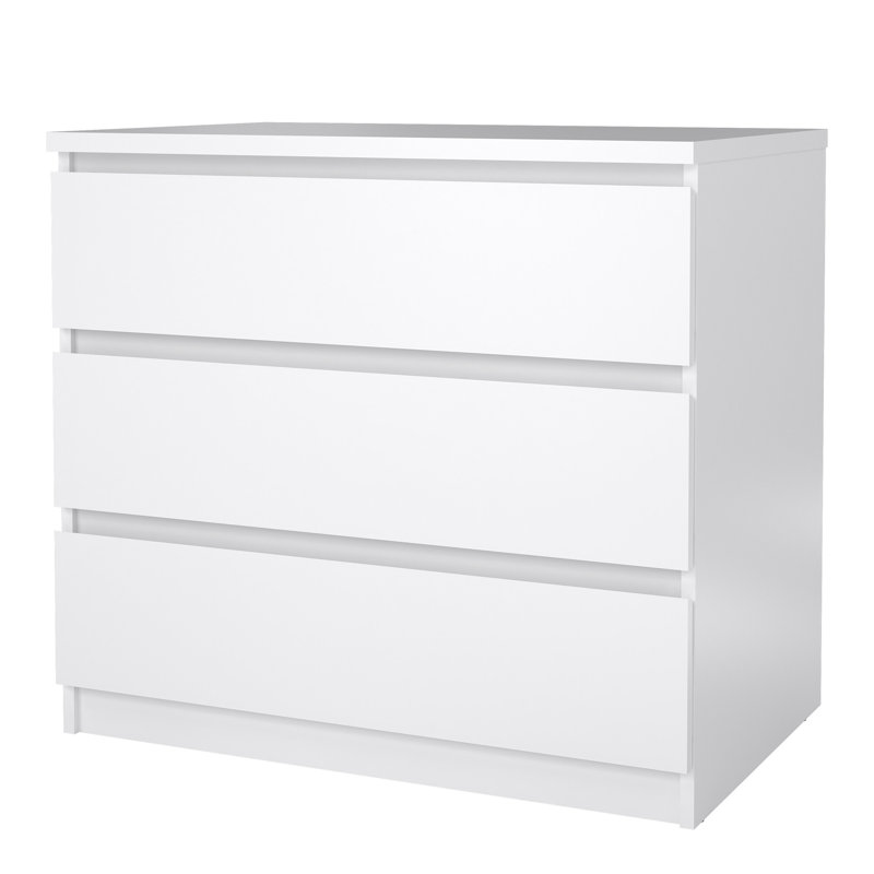 Caton 3 - Drawer Chest of Drawers, White High Gloss