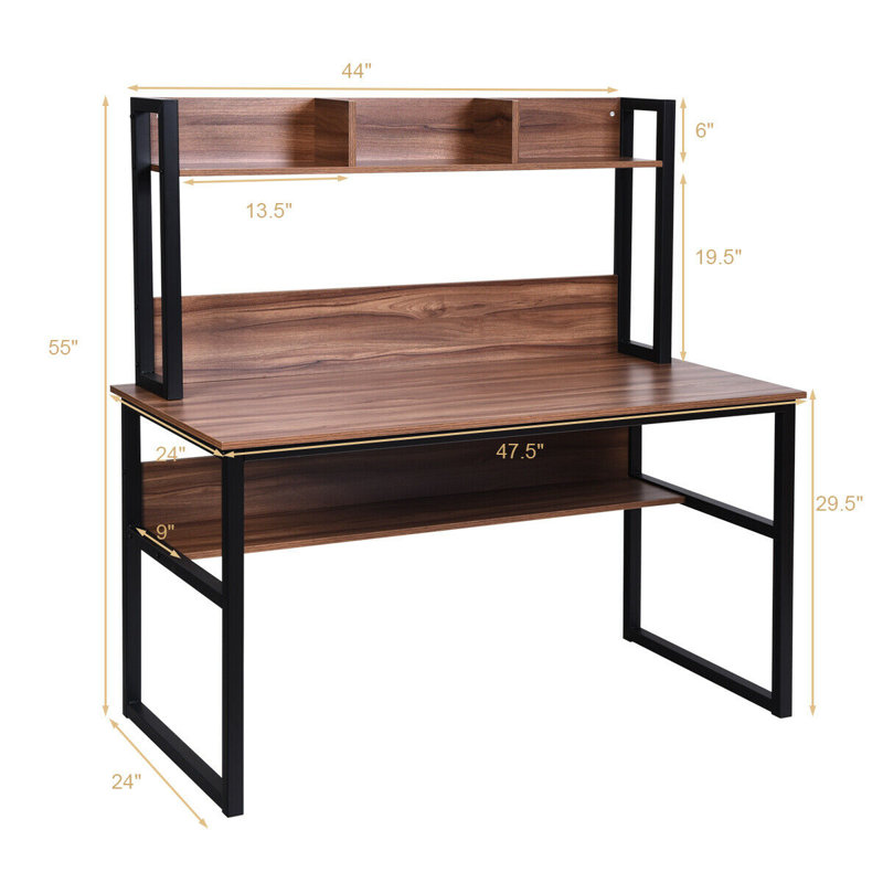 Metal Base Writing Desk, Coffee