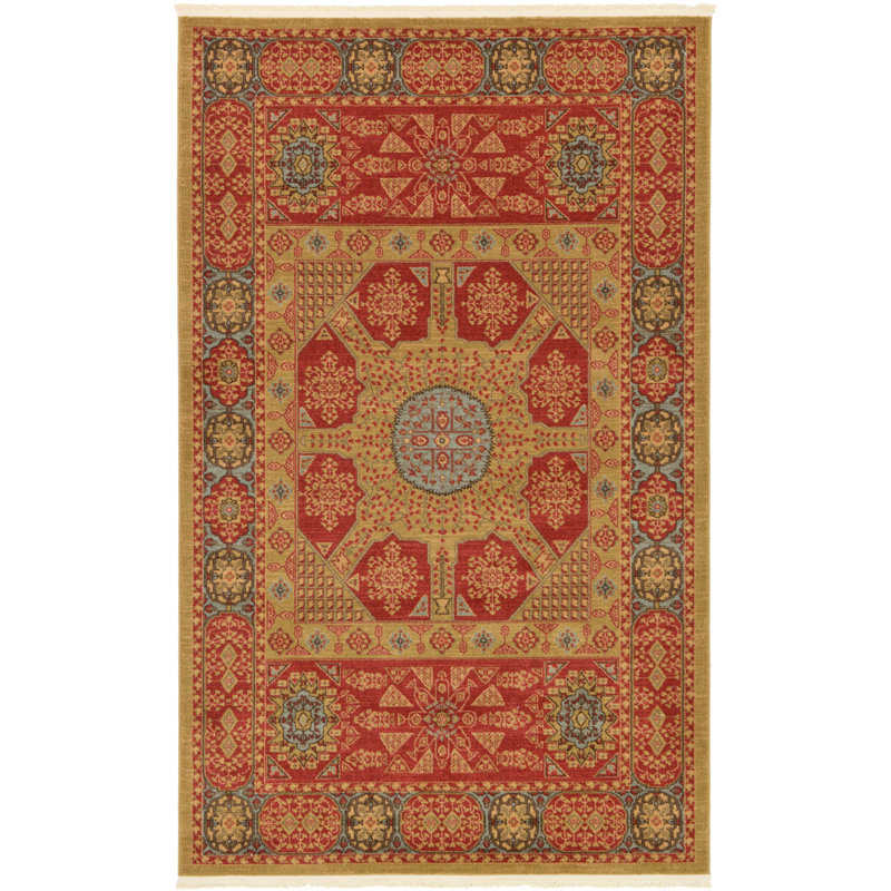 Tapis oriental rouge Ophelia, Rectangle 3 pi 3 po x 5 pi 3 po