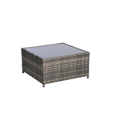 2 Pieces Patio Furniture Set,Outdoor Woven L- Shaped Sectional  &Table