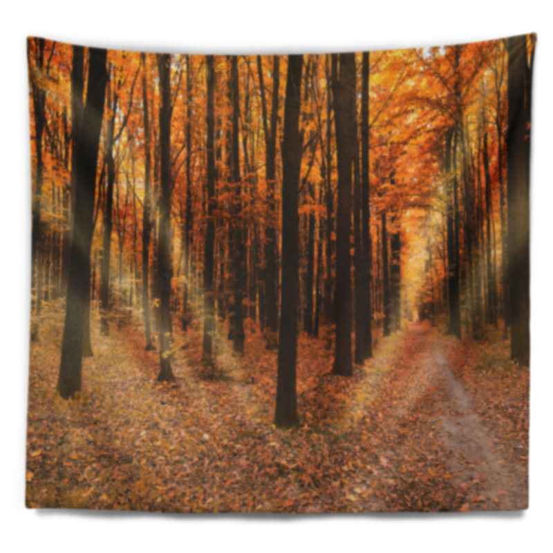 Tapisserie arbres jaunes et feuilles tombées, H 68 po x l 80 po