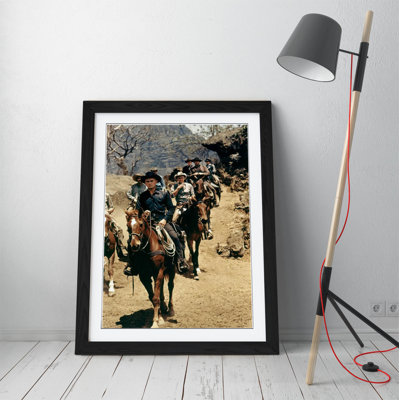 Magnificent Seven Brown Blue - Single Picture Frame Print on Canvas
