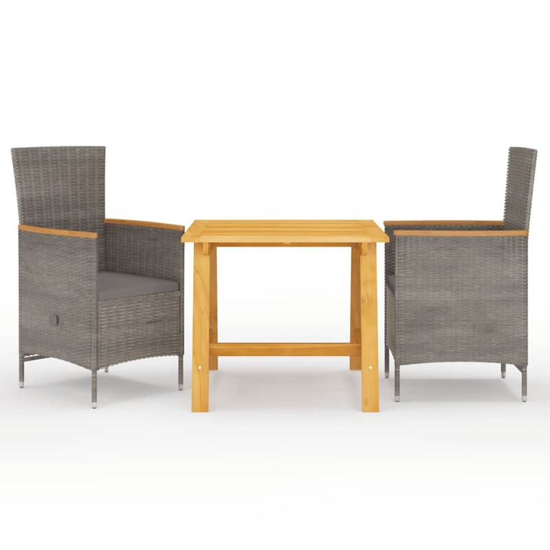 Patio Dining Set 3 Piece Dining Table and Chairs Patio Conversation Set, Beige