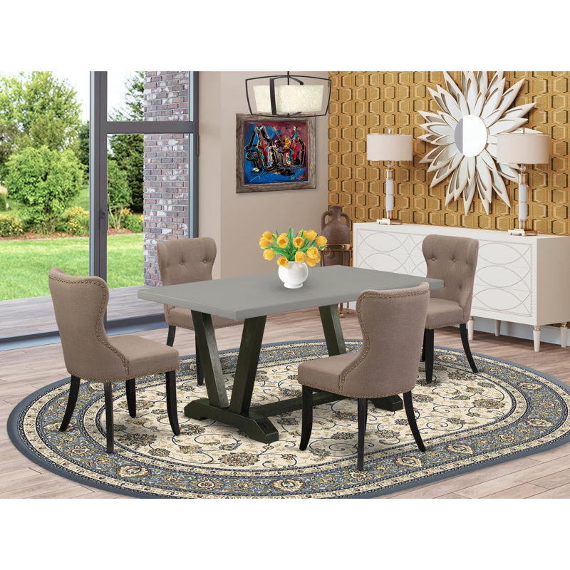 Ensemble de salle à manger pour 4 personnes en bois d'acacia massif, Café, H 30 po x L 60 po x l 36 po