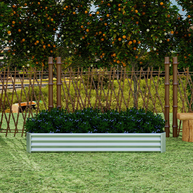 Raised Garden Bed Outdoor, 1Ft , Metal Raised Rectangle Planter Beds For Plants, Vegetables, And Flowers Silver, Sliver