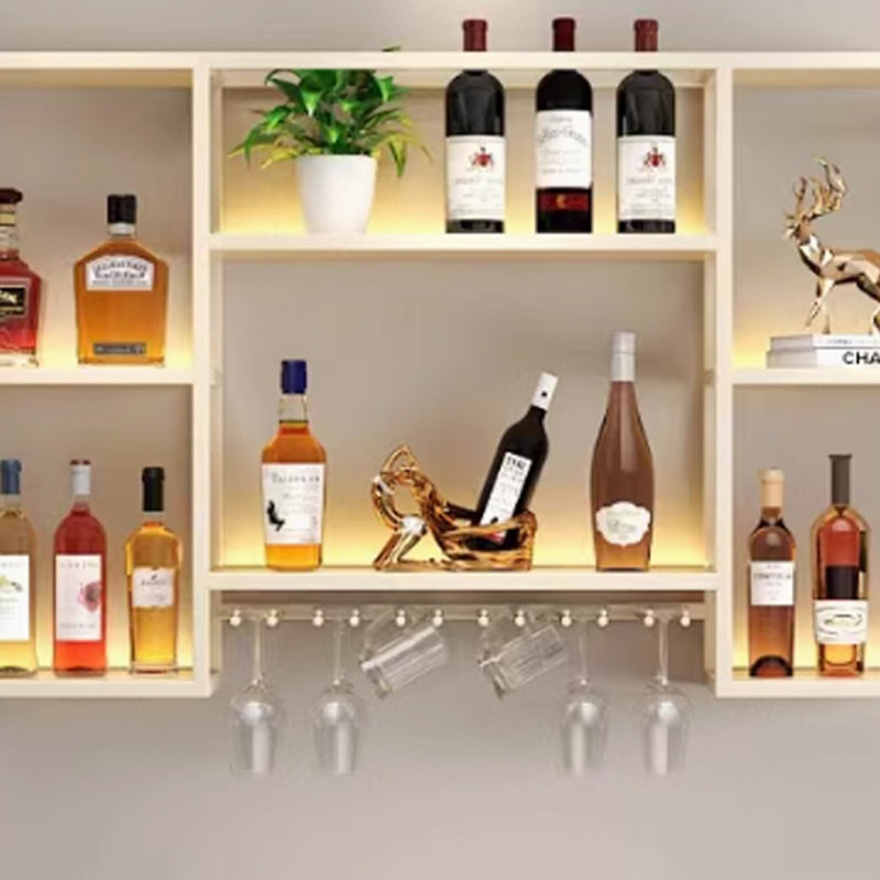 Small Wall Mounted Wine Rack, 27.5" H x 39.3" W x 7.8" D, Butter
