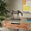 Brouwer Polystone Horse Decorative Bronze Sculpture with Brushed Gold Accents and Black Oval Base
