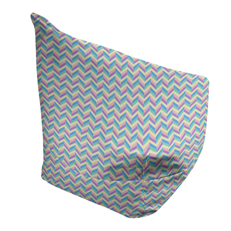 Petite chaise à sacs à billes & Leffel, H 86 po x L 27 po x P 43 po, Sarcelle / Ivoire / Violet, Rembourrage poly