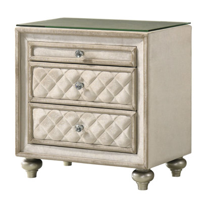 Kilyn 3-Drawer Nightstand in Beige