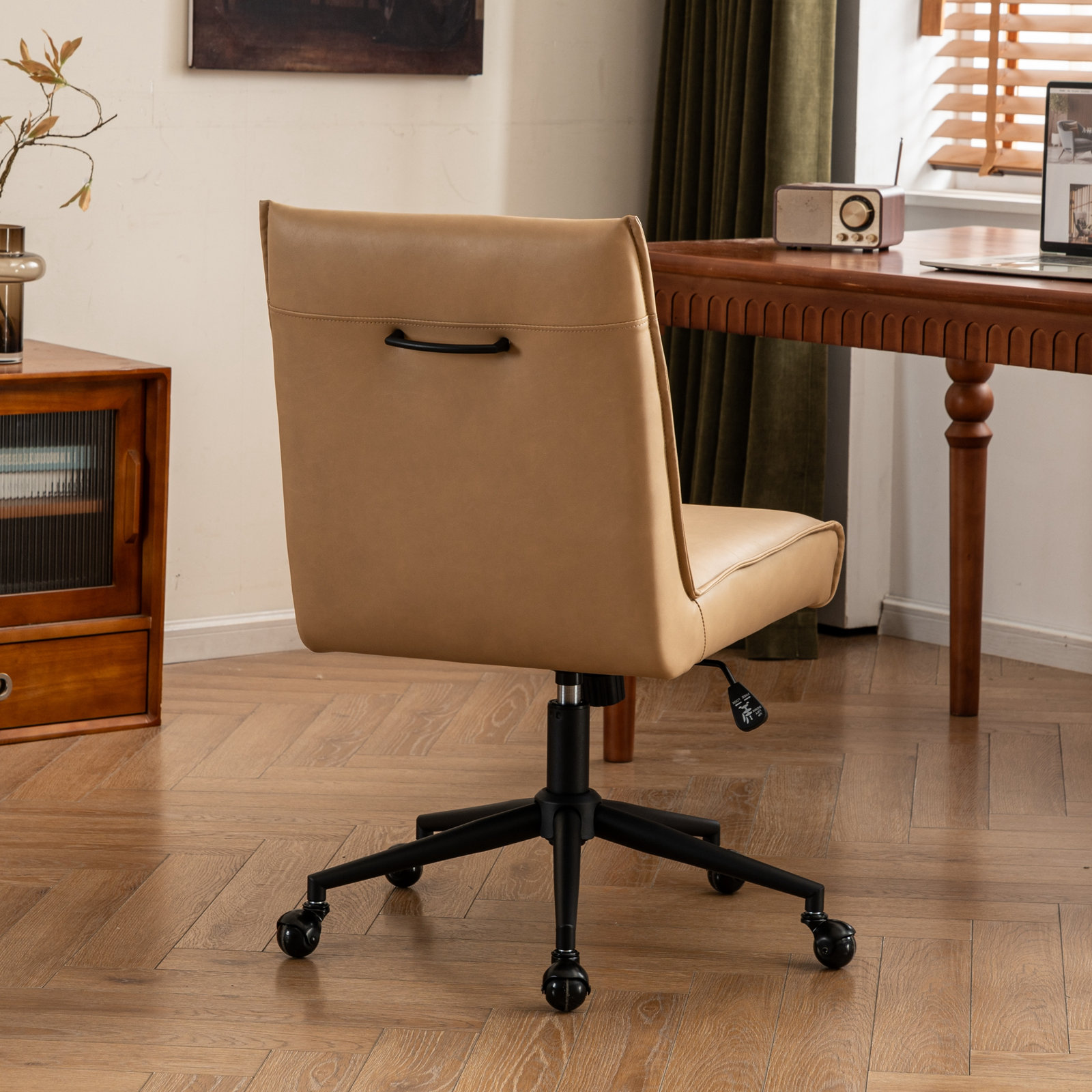 Claudie Office Chair, Taupe Faux Leather