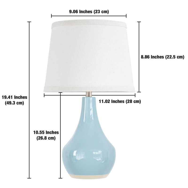 Lampe de chevet en céramique 19,5 po avec interrupteur à douille, Blue