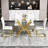 47.24" Rectangular Clear Tempered Glass Dining Table,Stylish Design With Metal Legs, Kitchen Table For Dining Room-1135214076-1135214079