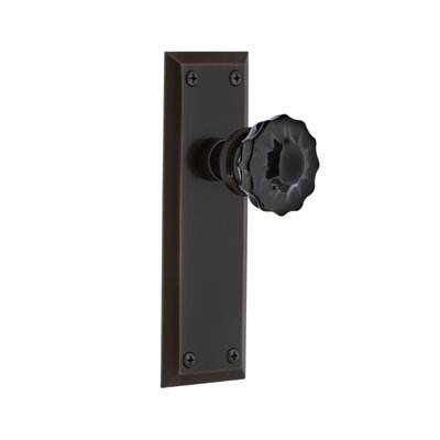 Plaque avec bouton de porte en cristal noir New York