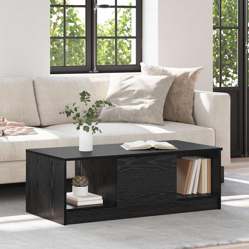 Coffee Table with Storage, Black Oak