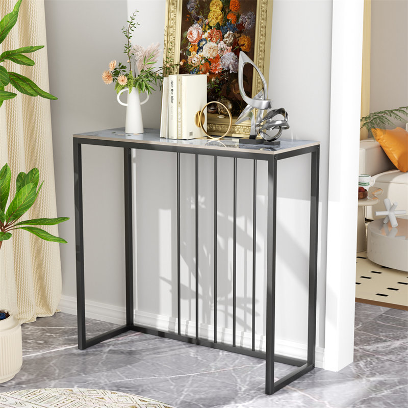 Rissa 80cm Stone Top Console Table, Emerald White