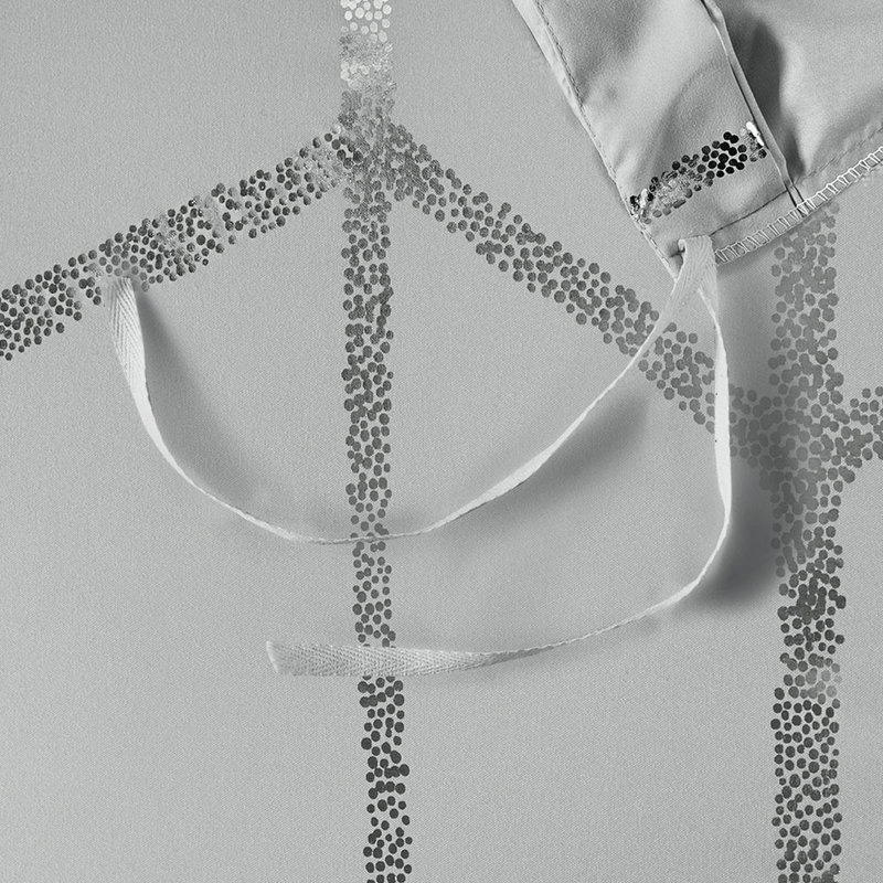 Housse de couette élégante simple gris / argenté simple / simple TG avec fond à attaches intérieures et ornements géométriques