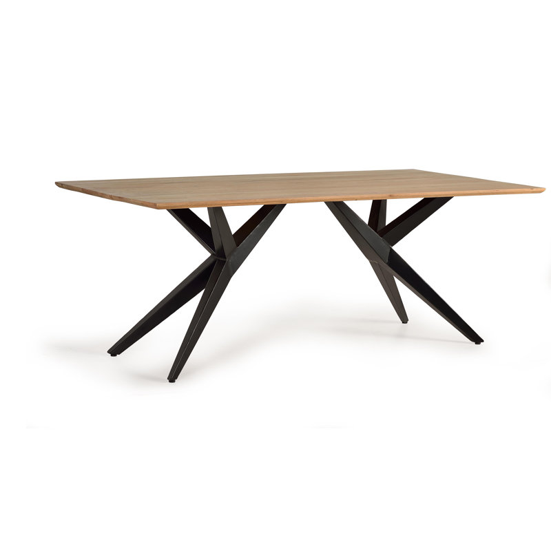 Mablethorpe Acacia Rectangular Wood Top Dining Table with Iron Base, H77 x L200 x W100cm