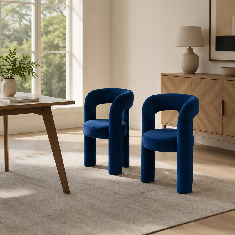 Ensemble de 2 fauteuils d'appoint / de salle à manger / de barils en tissu de velours de conception contemporaine
