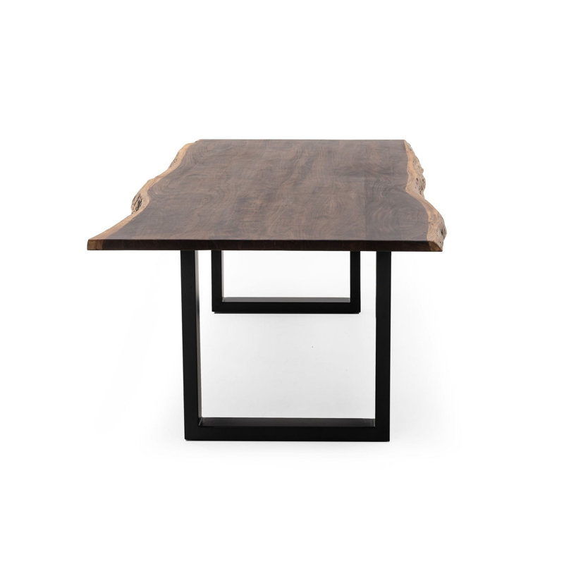 Table de salle à manger de 102 po en bois massif brun et noir