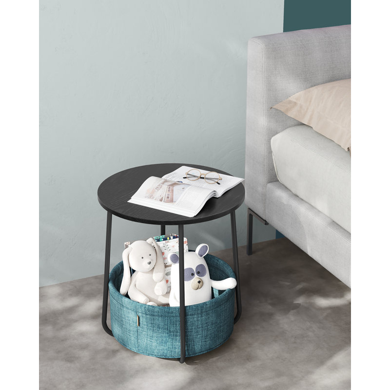 Lauranne Frame End Table, Black/Dark Wood Grain, Green
