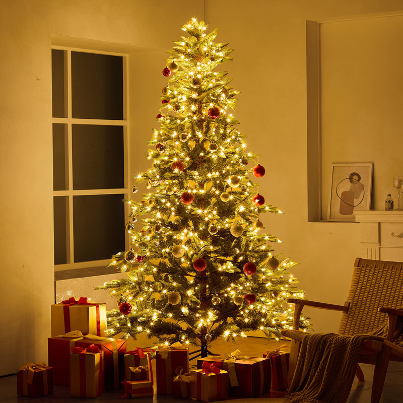 Arbre de Noël artificiel pré-éclairé avec 700 DEL blanches 1319 pointes