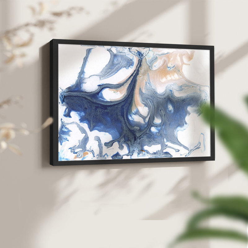 «Dancing Blue I», reproduction encadrée, H 11 po x l 14 po, Noir, noir, noir, noir