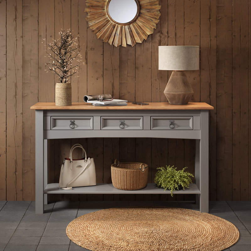 Palmea 122cm Solid Wood Console Table, Grey