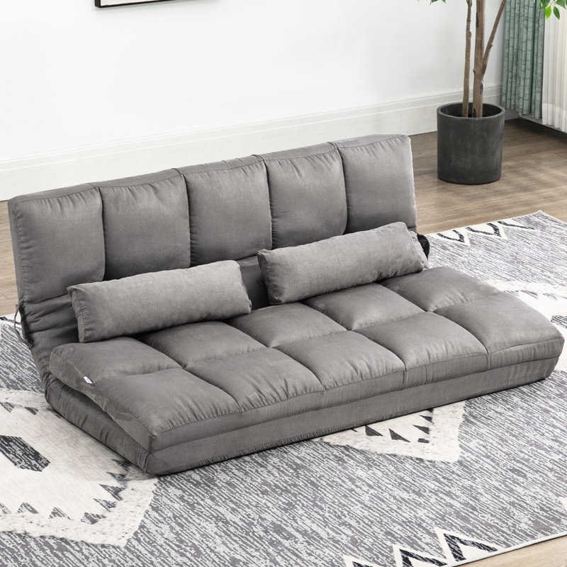 Ajustable, canapé-lit pliant gris foncé, 2 coussins, peu encombrant, chaise de lit, avec matériau solide