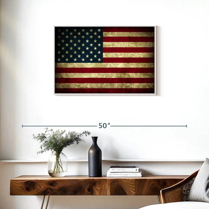 Drapeau rétro des États-Unis, Cadre flottant blanc, 31 po x 21 po