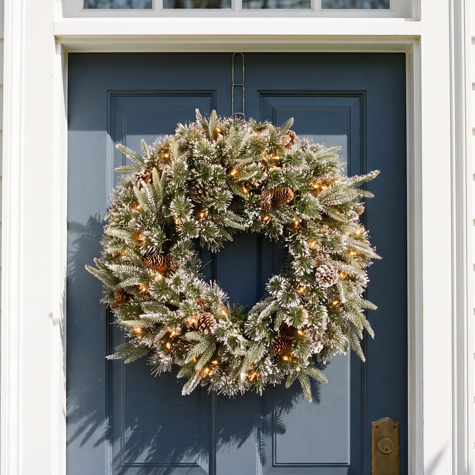 24" Frosted Pre-Lit Wreath