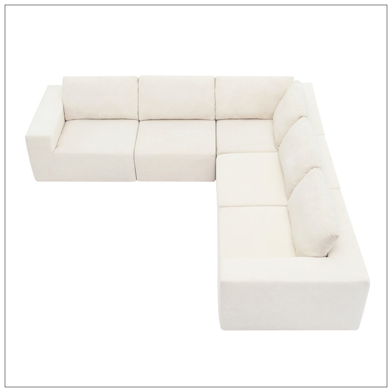 Modular L Shaped Sectional Sofa, Luxury Floor Couch Set, Upholstered Indoor Furniture, 30" H x 116" W x 116" D
