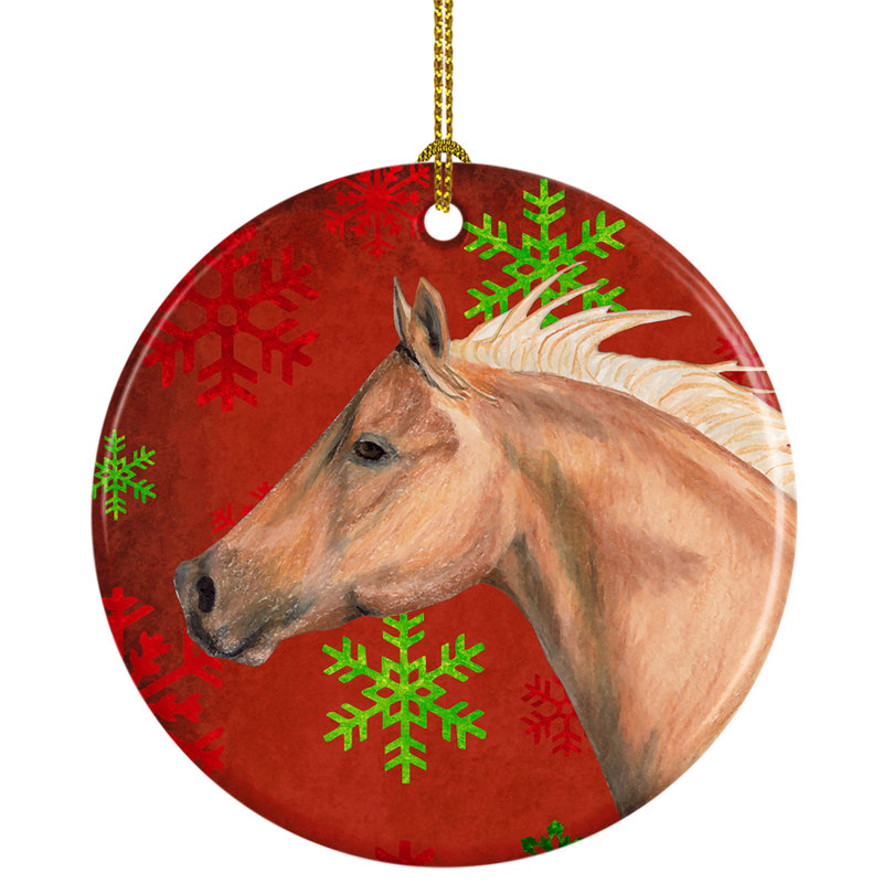 Ornement de noël figurine suspendue en céramique cheval de neige