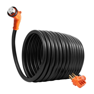 30 ft Heavy Duty RV Power Cord Extension - 50 Amp NEMA 14-50P to SS2-50R Generator Cable with LED Indicator, ETL Listed