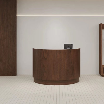 Contemporary Half-Circle Manufactured Wood Reception Desk