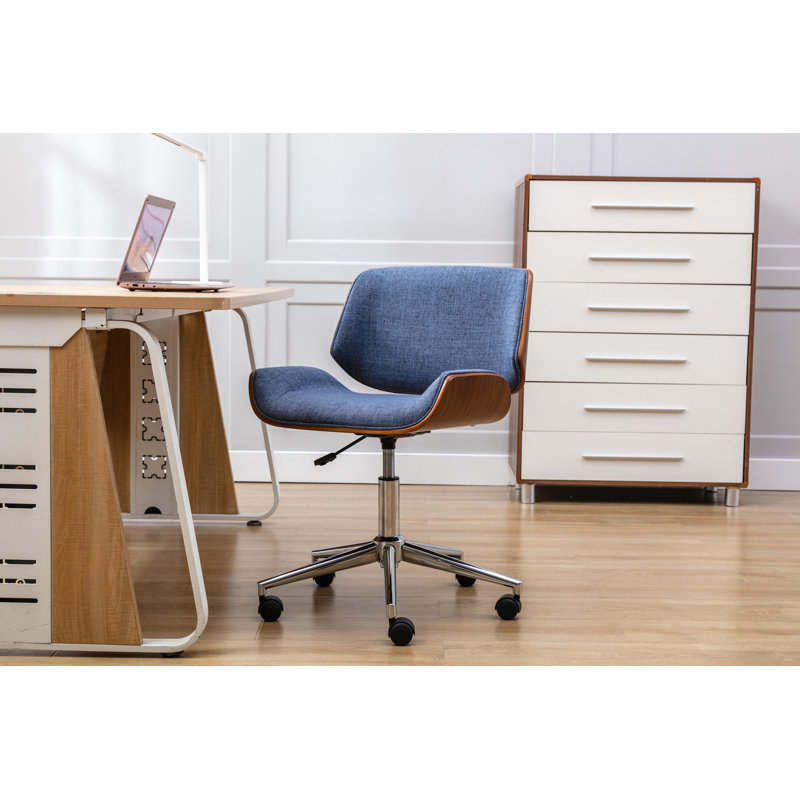 Vian Fabric Mid-Century Office Chair, Blue