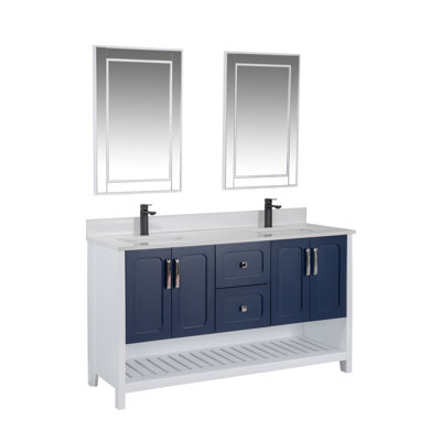 Ensemble de meuble-lavabo double 59 "avec miroir Ladarryl