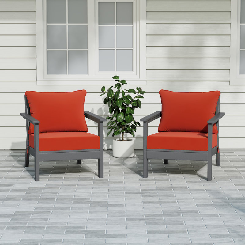Chaise profonde avec coussins (ensemble de 2), Gris, Orange