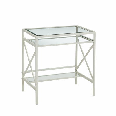 Jordynne Glass Top Metal Base Writing Desk