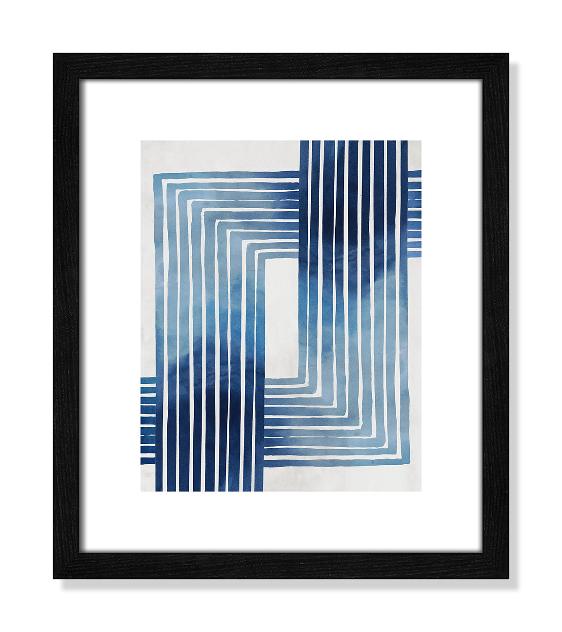 Lanny "In Unison" Painting by Eva Watts, 15" H x 13" W x 0.75" D, Black Wood Framed Paper