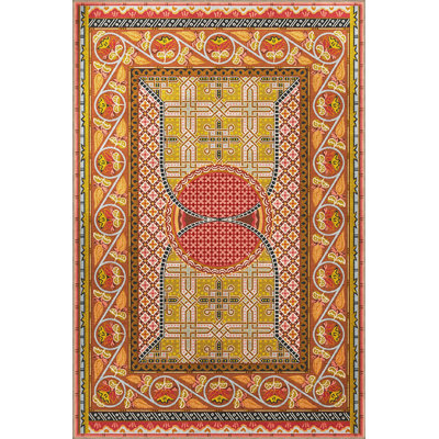Tapis orange lavable à motif floral multicolore à motif orange