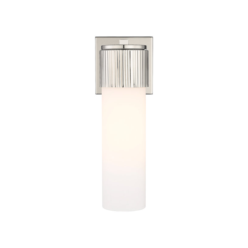 Applique murale 1 lumière 12 "Bolivar, H 15 po x l 5,1 po x P 4 po, Blanc mat, Nickel satiné